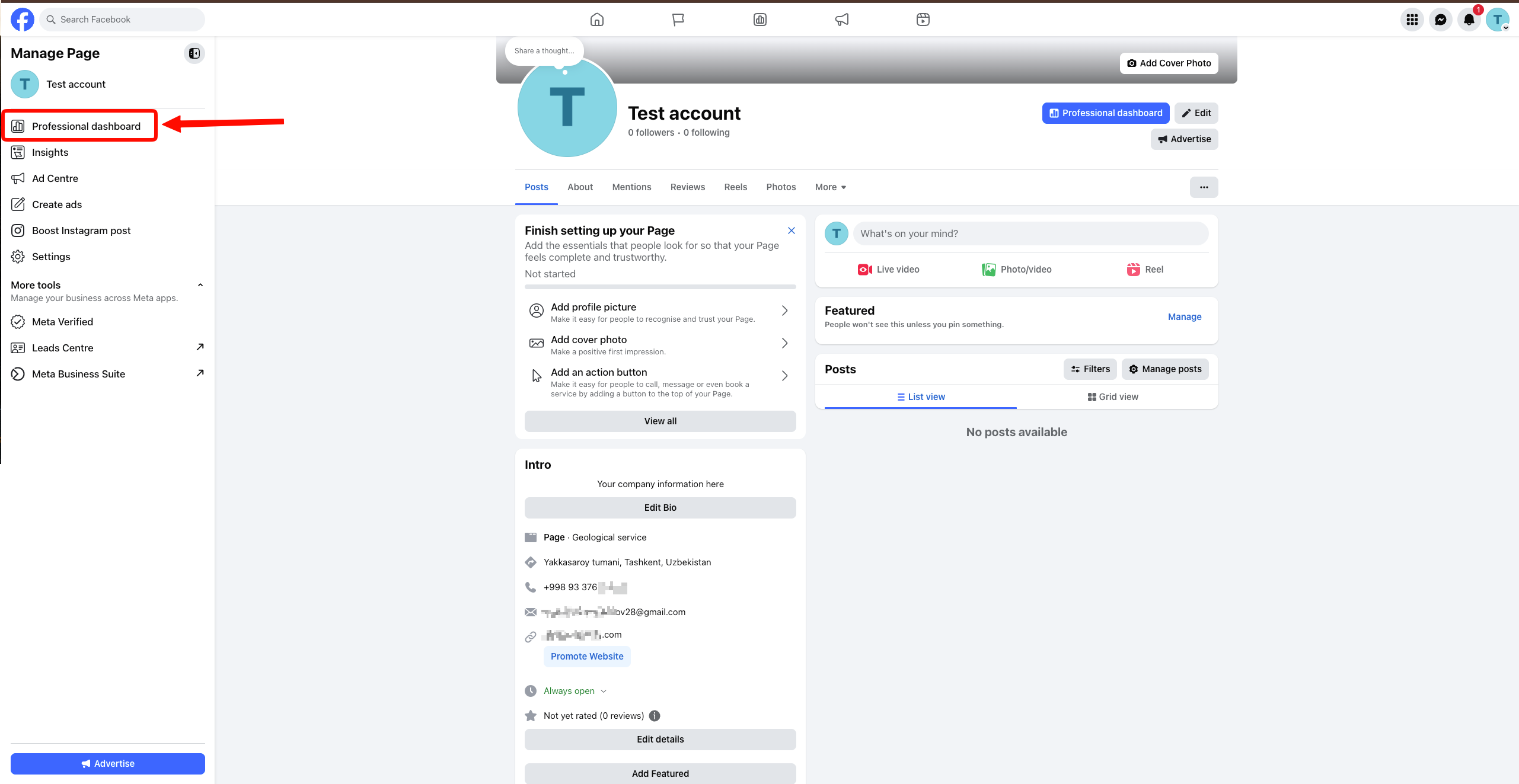 Professional Dashboard